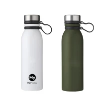 Dubbelwandig geïsoleerde fles | Roestvrij staal en siliconen | 600 ml | Handige flessendop