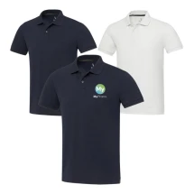 Unisex Roly poloshirt | Gerecycled katoen en gerecycled polyester 200 g/m² | Geribde kraag aan het uiteinde van de mouwen | GRS-gecertificeerde knopen | Korte mouw