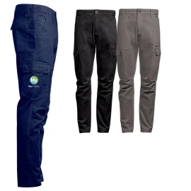 Pantalon de travail | Polyester et coton 200g/m² | 8 poches | Système de taille élastiquée