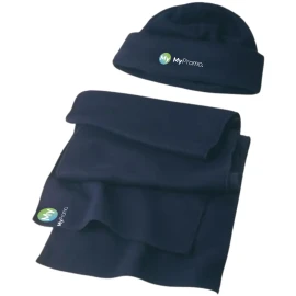 Beanie & scarf set | Polyester fleece 200gr/m2 | With brim