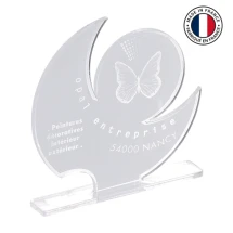 Trofee | Transparant PMMA | Aangepaste vorm 10x15cm | Met voet | Gemaakt in Frankrijk