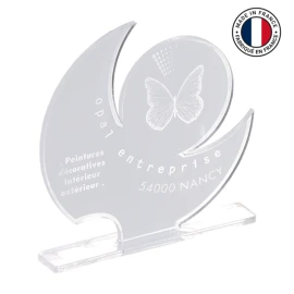 Trophäe | Transparentes PMMA | Benutzerdefinierte Form 10x15cm | Mit Sockel | Hergestellt in Frankreich