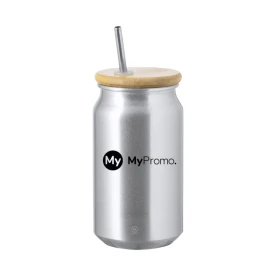 Vaso con pajita | Aluminio reciclado y bambú | 430ml | Eco