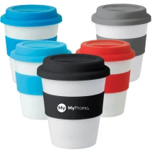 Becher | 350 ml | Deckel und Mittelring aus Silikon | Einwandiger