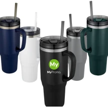 Melbourne dubbelwandig geïsoleerde beker | Roestvrij staal | 1200 ml | Met rietje