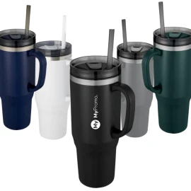 Mug | Recycled stainless steel | 1200 ml | With Straw