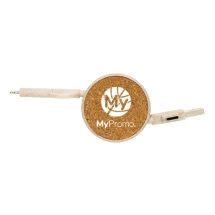 6-in-1 intrekbare kabel | Kurk en tarwestro | Voor IOS- en Android-toestellen
