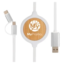 3-in-1 kabel met draadloze oplader | Bamboe | 5W