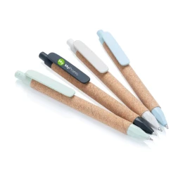 Stylo à bille | Liège et paille de blé | Ecologique | Encre bleue