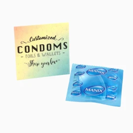 Manix condom | Cardboard | 64 x 64 mm | Customizable sleeve