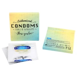 Set of 2 condoms | Cardboard | 64 x 64 x 8 mm | Customizable cardboard + sleeves
