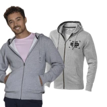 Sweat à capuche zippé | Coton et polyester | 300 g/m² | Poche kangourou