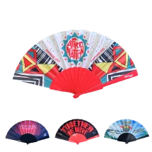 Waaier | Plastic | All over bedrukking | 23x42cm wanneer geopend | Volledig op maat gemaakt