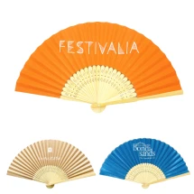 Fan | Bamboo & polyester | Large logo | 21x38cm when opened