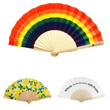 Waaier | Hout | Groot logo + Extra logo op het handvat | 23x42cm wanneer geopend