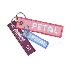 Embroidered key tag | Cotton & polyester threads | 13x3cm | Embroidery on both sides