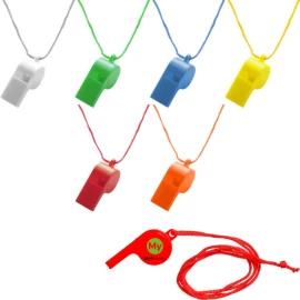Fischietto | PS | 5,6x2x2,5cm | Con cordino | Molti colori