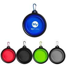 Foldable dog bowl |  Plastic |  450 ml. | Incl. matching colour carabiner