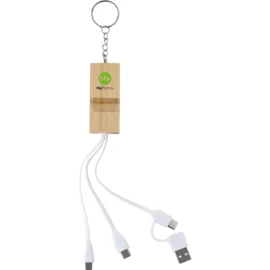 Porte-clés | Bambou | Avec câbles de charge et support pour téléphone