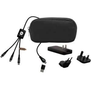 5-in-1 travel charging set | Recycled materials | 60W | Interchangeable sockets for USA/EU/UK