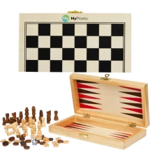 Jeu 3-en-1 | Bois | Incl. 2 dés | Durable