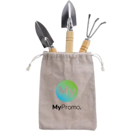 Garden tool set | Wood & stainless steel | 3 pcs | In a cotton drawstring pouch