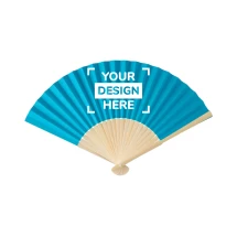 Hand fan | Paper & bamboo | 36x21cm | Bright colors | Cheap