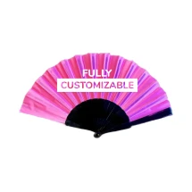 Ventaglio | Plastica | Logo grande + logo extra sul manico | 23x42cm quando è aperto