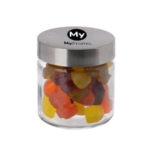 Jar filled with sweets | Glass and stainless steel | Ø8.3cmx9cm | 210g | Made in the Netherlands