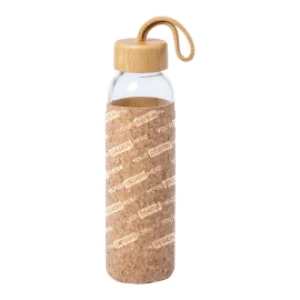 Water bottle with cork sleeve | Glass | 500 ml | Bamboo lid