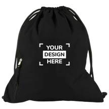 Sac à cordon de serrage | Nylon | 45x37x2cm | Fermeture éclair sur la face avant