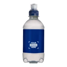 Bouteille d'eau | rPET | 330 ml d'eau de source | Capuchon de sport | Fabriquée au Royaume-Uni