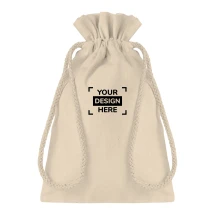 Petit sac à cordon | 105g/m2 Coton | 14x22cm | Cordon de serrage | Beige