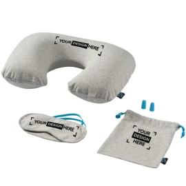 Travel set | Polyester | With inflatable neck pillow, sleep mask and earplugs