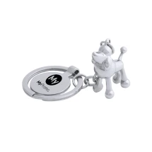 Sleutelhanger in 3D-hondvorm | Metaal | Met verwijderbare munt