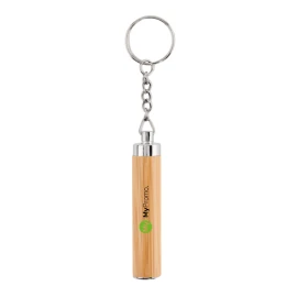 Mini-zaklamp met sleutelhanger | Bamboe | LED-lamp | Incl. 3 batterijen
