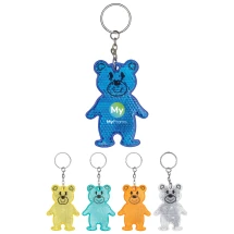Reflective keyring | Plastic | 12x5x0,5 cm | Teddy-shaped