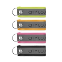 Reflective key tag | Polyester | 8.5x3cm | Neon colours | With metal ring | Print on both sides