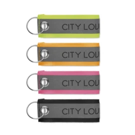 Reflective key tag | Polyester | 8.5x3cm | Neon colors | With metal ring | Print on both sides