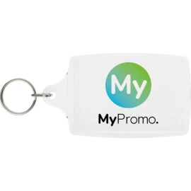 Clear keychain | Plastic | 9,6 cm x 5,50 cm | Metal looped ring