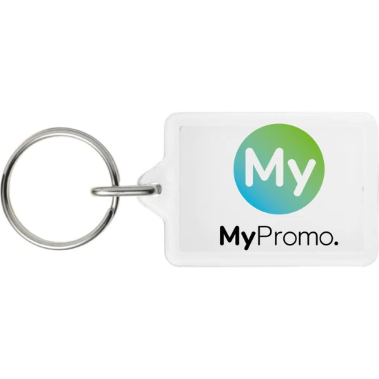 Rechthoekige sleutelhanger | Kunststof | 3,5 cm x 2,4 cm | Vlak profiel | transparant