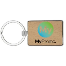 Rechthoekige sleutelhanger | Beukenhout | Metalen behuizing van zinklegering