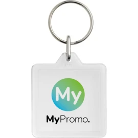 Keychain with metal split | Plastic | 4,5 cm x 3,9 cm | Flat profile