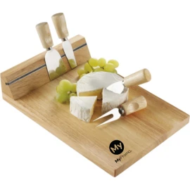 Käsebrett | Holz | 32.5x22.7cm | 5 Accessoires aus Edelstahl
