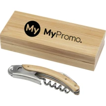 Sommelier knife | Corkscrew and retractable foil knife | Bamboo wood and stainless steel