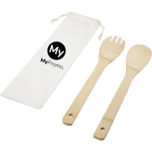 Salad spoon and fork | Bamboo wood | Cotton | Environmentally friendly