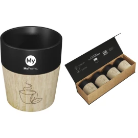 4 Mokken | Keramiek en rubberhout | 150 ml