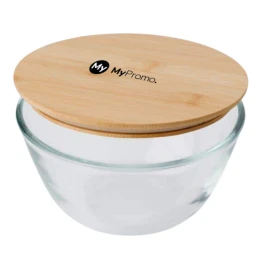 Bowl | Borosilicate glass | ø16.8 cm | With a bamboo lid | Eco-friendly