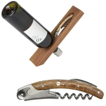 Weinhalter-Set | Akazienholz | Mit Korkenzieher | Hochwertig