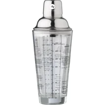 Cocktailshaker | Glas und Edelstahl | 400 ml | Mit gedruckten Cocktailrezepten